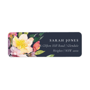 NAVY YELLOW BLUSH BURGUNDY FLORAL BUNCH ADDRESS