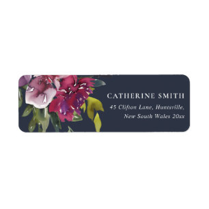 NAVY YELLOW BLUSH BURGUNDY FLORAL BUNCH ADDRESS