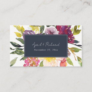 NAVY YELLOW BLUSH BURGUNDY FLORAL WEDDING WEBSITE BUSINESS CARD