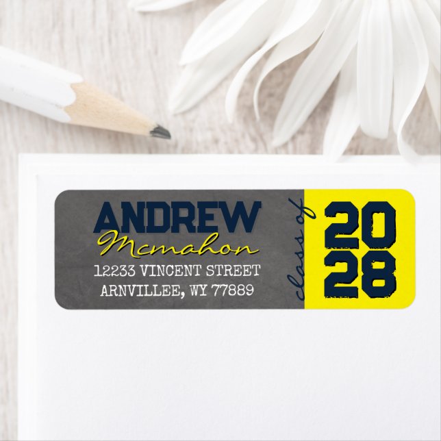 Navy & Yellow Chalkboard Graduation Address (Insitu)