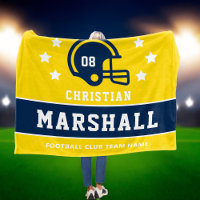 Navy Yellow Custom Football Name Number