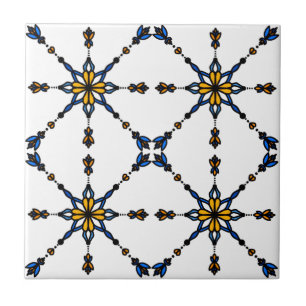 Navy, Yellow, Orange and White Mediterranean Tiles