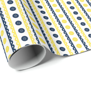 Navy & Yellow Preppy Striped Craft & Sewing Room Wrapping Paper