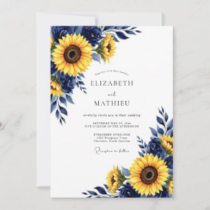 Navy Yellow Radiant Country Wedding Invitation