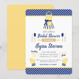 Navy & Yellow Retro Kitchen Bridal Shower Invitation