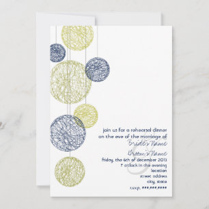 Navy & Yellow Twine Globes Rehearsal Dinner Invitation