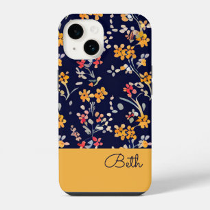 Navy Yellow Wildflower iPhone 14 Case