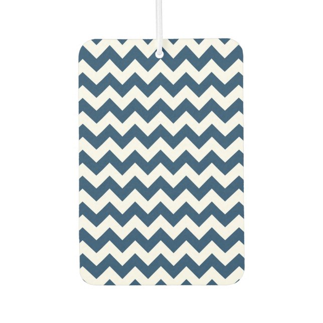 Navy Zigzag, Navy Chevron, Geometric Pattern Car Air Freshener (Front)