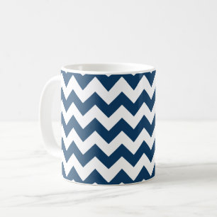 Navy Zigzag, Navy Chevron, Geometric Pattern Coffee Mug