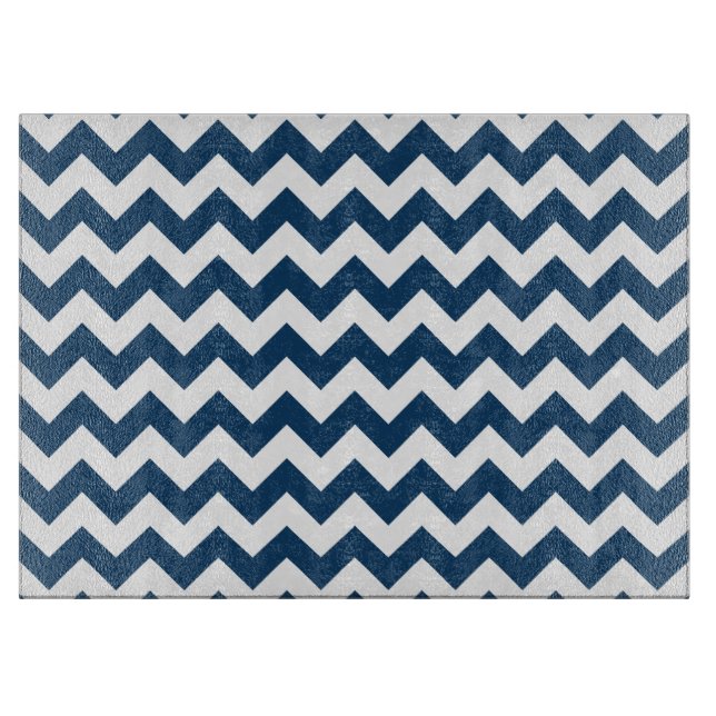 Navy Zigzag, Navy Chevron, Geometric Pattern Cutting Board (Front)