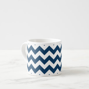 Navy Zigzag, Navy Chevron, Geometric Pattern Espresso Cup