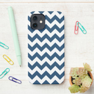 Navy Zigzag, Navy Chevron, Geometric Pattern iPhone 12 Case