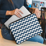 Navy Zigzag, Navy Chevron, Geometric Pattern Laptop Sleeve<br><div class="desc">Elegant,  stylish and sophisticated zigzag (chevron) pattern in navy blue and white colour. Modern and trendy gift,  perfect for the zigzag lover in your life.</div>