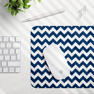 Navy Zigzag, Navy Chevron, Geometric Pattern Mouse Mat