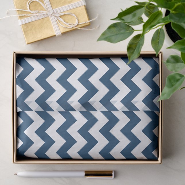 Navy Zigzag, Navy Chevron, Geometric Pattern Tissue Paper (Gift)