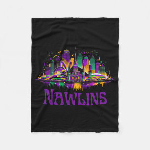 Nawlins New Orleans Cityscape Mardi-gras Souvenir  Fleece Blanket