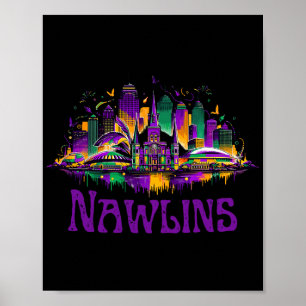 Nawlins New Orleans Cityscape Mardi-gras Souvenir Poster