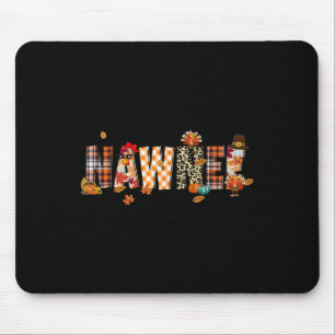 Nawnee Turkey Retro Fall Autumn Leopard Thanksgivi Mouse Mat