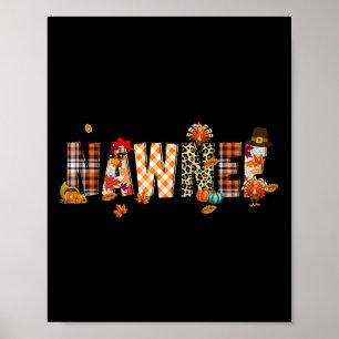 Nawnee Turkey Retro Fall Autumn Leopard Thanksgivi Poster