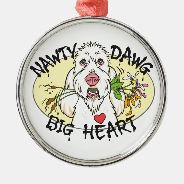 Nawty Dawg Big Heart Premium Round Ornament (Front)
