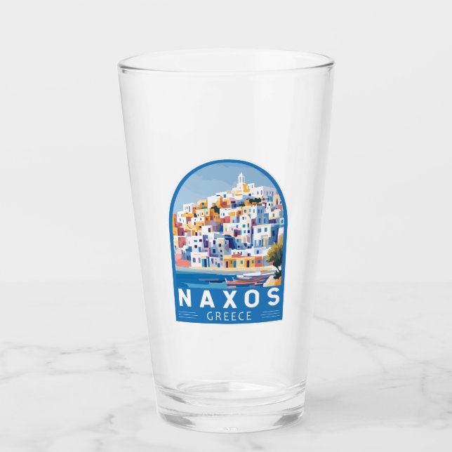 Naxos Greece Illustration Travel Art Vintage Glass (Front)