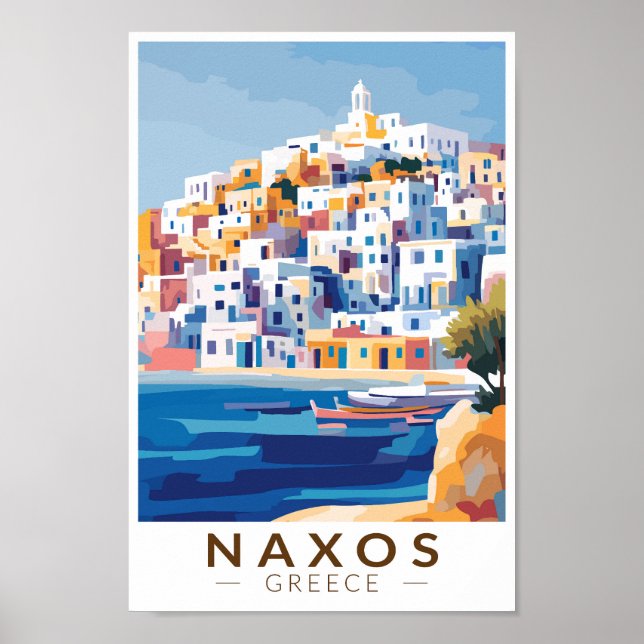 Naxos Greece Illustration Travel Art Vintage Poster (Front)