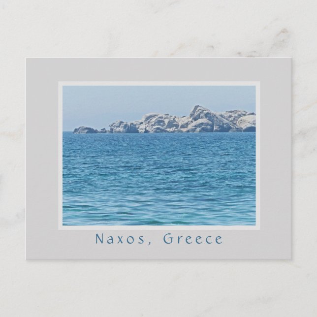 NAXOS, GREECE/LINE OF BOULDERS IN SEA POSTCARD (Front)