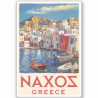 Naxos Greece Painterly Travel Art Vintage