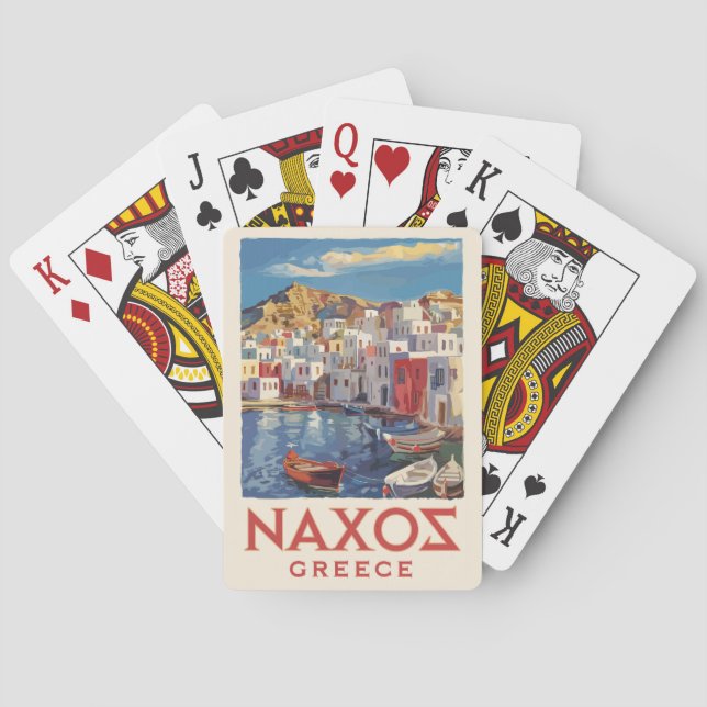 Naxos Greece Painterly Travel Art Vintage Playing Cards (Back)