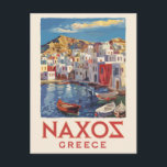 Naxos Greece Painterly Travel Art Vintage Postcard<br><div class="desc">Naxos retro vector travel design. Naxos is a Greek island in the South Aegean,  the largest of the Cyclades island group. Its fertile landscape spans mountain villages,  ancient ruins and long stretches of beach.</div>