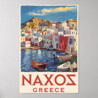 Naxos Greece Painterly Travel Art Vintage