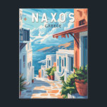 Naxos Greece Travel Art Vintage Postcard<br><div class="desc">Naxos retro vector travel design. Naxos is a Greek island in the South Aegean,  the largest of the Cyclades island group. Its fertile landscape spans mountain villages,  ancient ruins and long stretches of beach.</div>