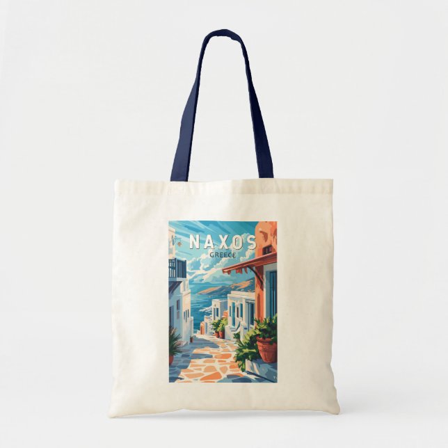 Naxos Greece Travel Art Vintage Tote Bag (Front)