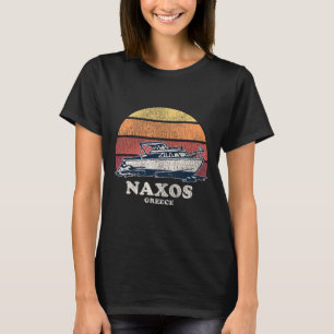 Naxos Greece Vintage Boating 70s Retro Boat Design T-Shirt