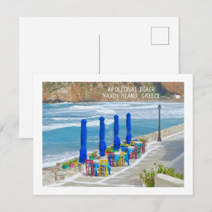 NAXOS ISLAND, GREECE/COLORFUL BEACHSIDE T Postcard