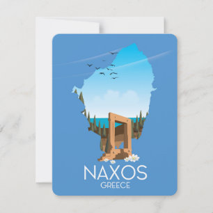 Naxos Map Greek travel poster.