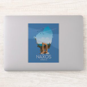 Naxos Map Greek travel poster.
