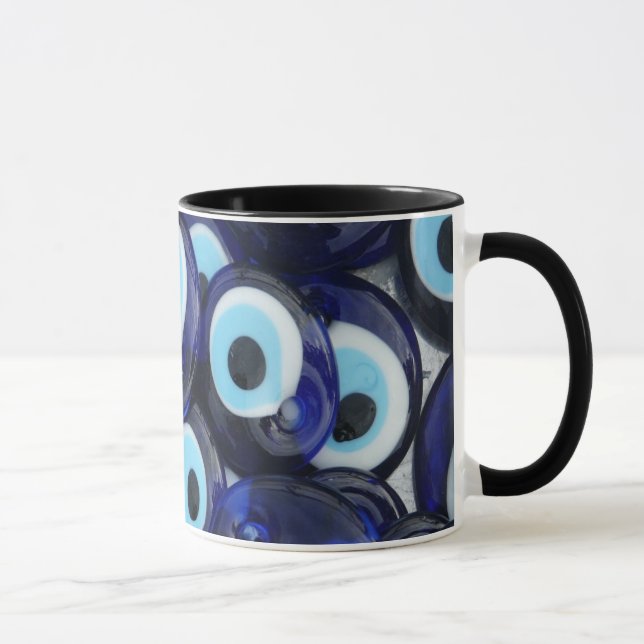 Nazar Amulets Evil Eye Stones Blue Pattern Mug (Right)