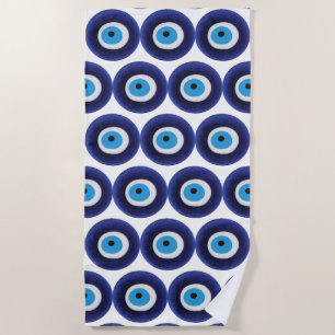 Nazar Evil Eye Protection Amulet Blue Bead Symbol Beach Towel