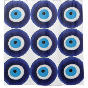 Nazar Evil Eye Protection Amulet Blue Bead Symbol Shower Curtain