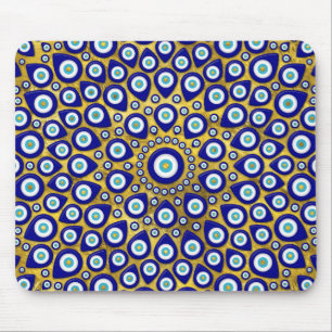 Nazar eye - Turkish Eye charm on gold Mouse Mat