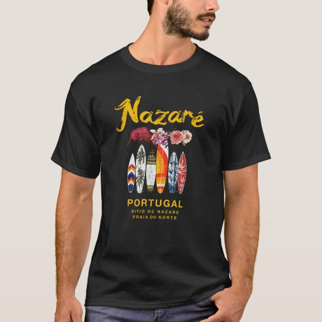 Nazare Portugal Praia do Norte Surfing T-Shirt (Front)