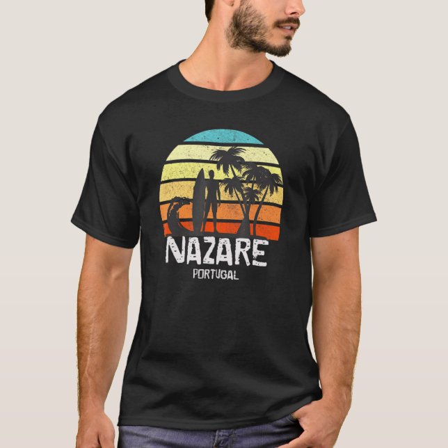 Nazare Portugal Surfing Big Wave T-Shirt (Front)