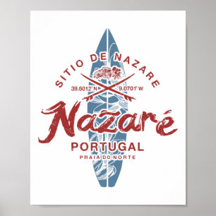 Nazare Portugal Surfing Vintage _1 Poster