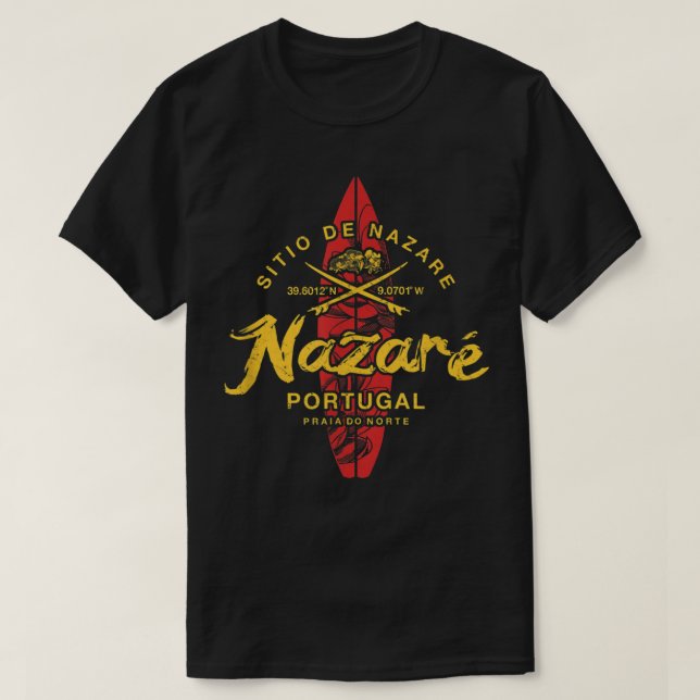 Nazare Portugal Vintage Surfing 498 T-Shirt (Design Front)