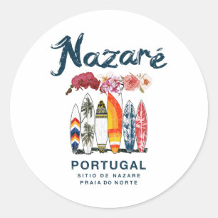 Nazare Portugal Vintage Surfing _4 Classic Round Sticker