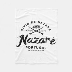 Nazare Portugal Vintage Surfing  Fleece Blanket