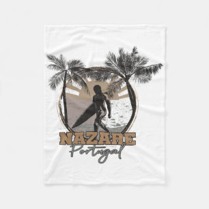 Nazare Surfer I Portugal Retro I Surfing I Nazare Fleece Blanket