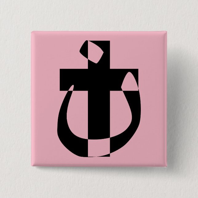 Nazarene Symbol Solidarity Christian Cross Button (Front)