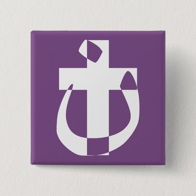 Nazarene Symbol Solidarity Christian Cross Button (Front)
